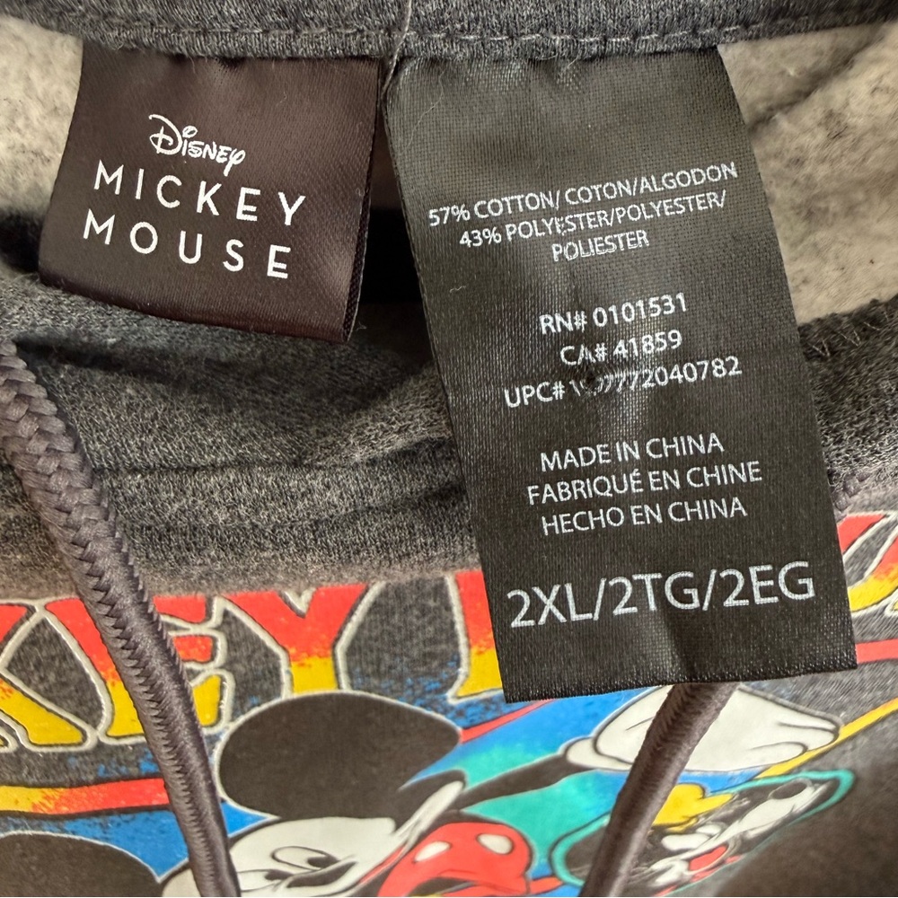 Disney Mickey Mouse & Friends Charcoal Gray Pullover Hoodie Sweatshirt XXL - Picture 3 of 4